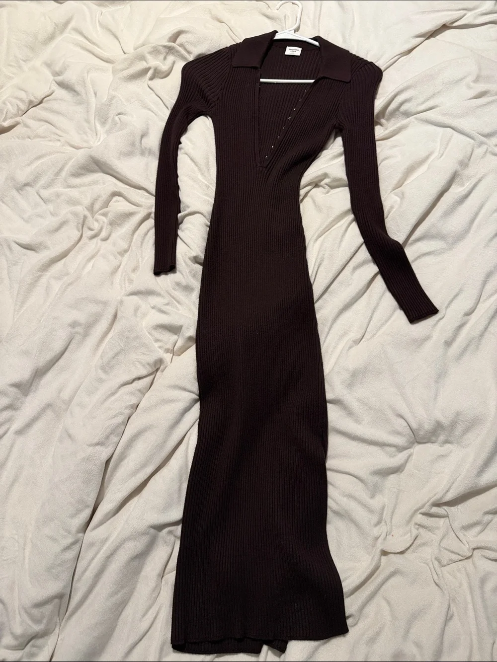 Abercrombie & Fitch Long Ribbed Maxi Dress - Brown